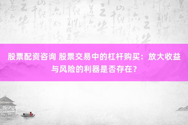 股票配资咨询 股票交易中的杠杆购买：放大收益与风险的利器是否存在？