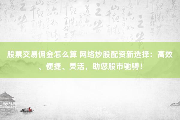 股票交易佣金怎么算 网络炒股配资新选择：高效、便捷、灵活，助您股市驰骋！