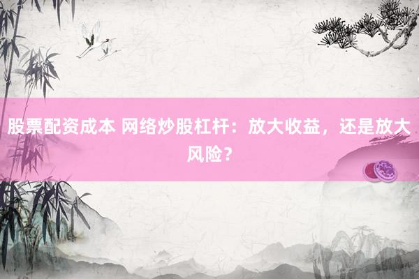 股票配资成本 网络炒股杠杆：放大收益，还是放大风险？