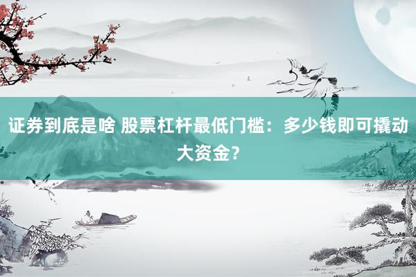 证券到底是啥 股票杠杆最低门槛：多少钱即可撬动大资金？